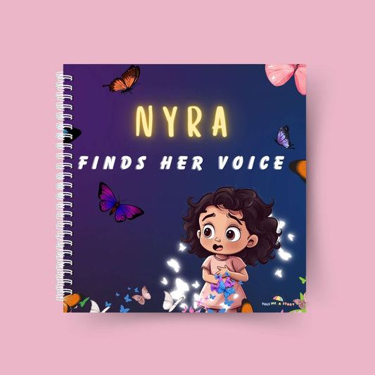 girl version of the personalised book front cover on finding your voice front