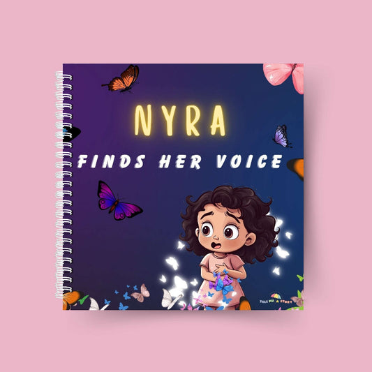 girl version of the personalised book front cover on finding your voice front