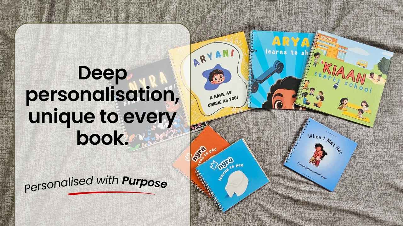 Load video: Video describing what we mean when say that our books are Personalised with Purpose - meaning that each book has a unique set of personalisations, to help with relatability, deeper understanding and application.